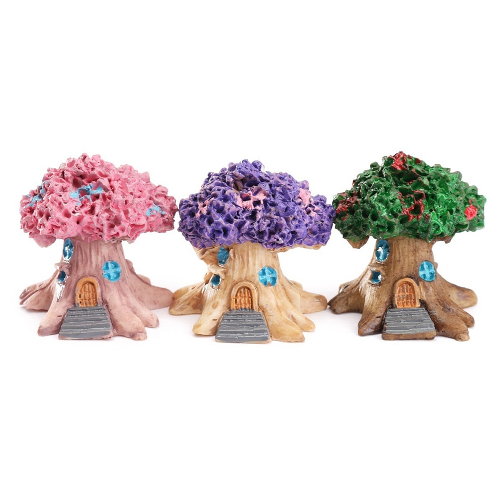 Mini fairy tree house miniatyr trädgård mikro landskap prydnad hantverk dekor