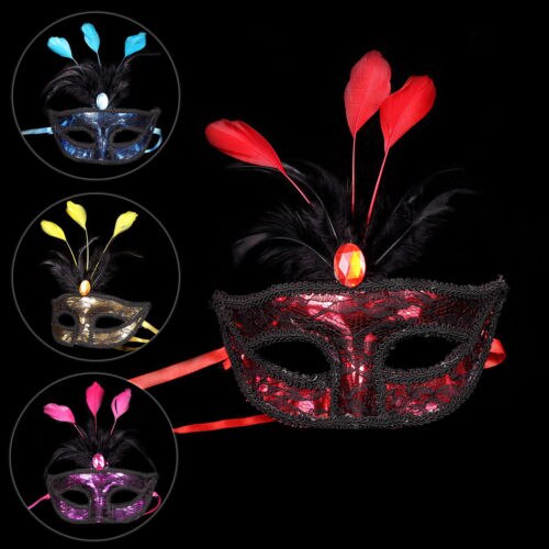 Feather Lace Partij Masker Vrouwen Venetiaanse Fiber Masker Maskerade Fancy Dress Party Prinses Veer Masker