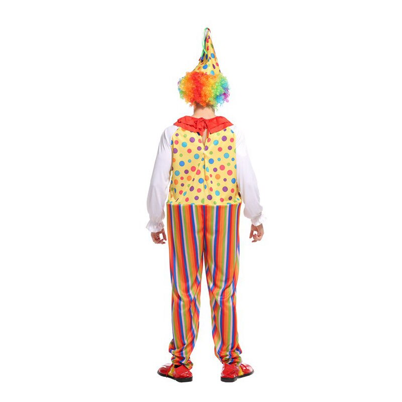 Los hombres adultos ridículo anillo de acero payaso actuaciones disfraces Halloween de Purim carnaval Mardi Gras de Carnaval traje de Cosplay