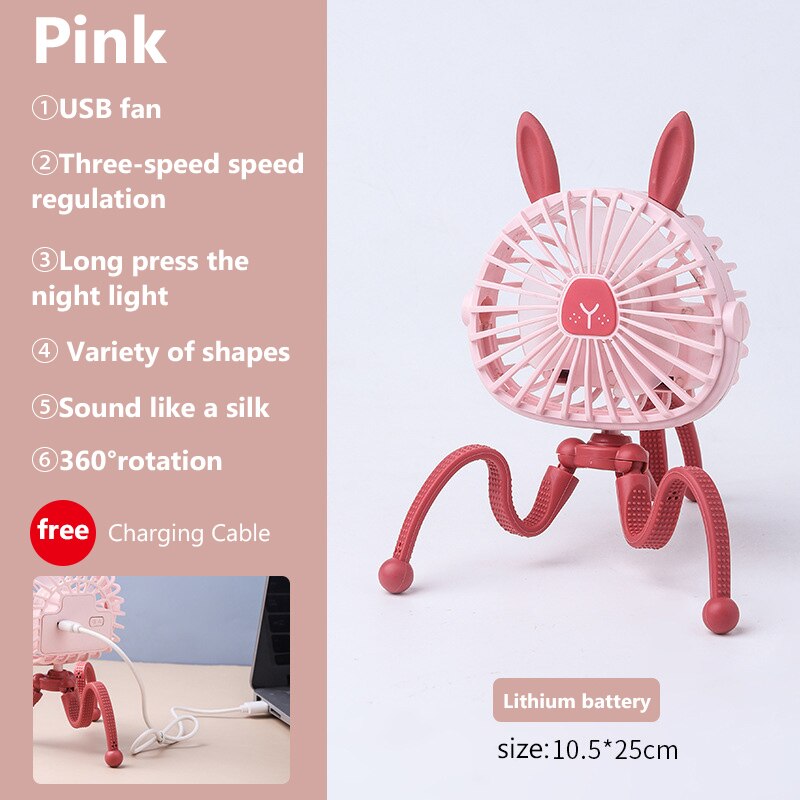 Ventilateur Portable pour siège de voiture, 500mAh, Rechargeable par USB, Mini accessoires pour poussette: WJ3794G