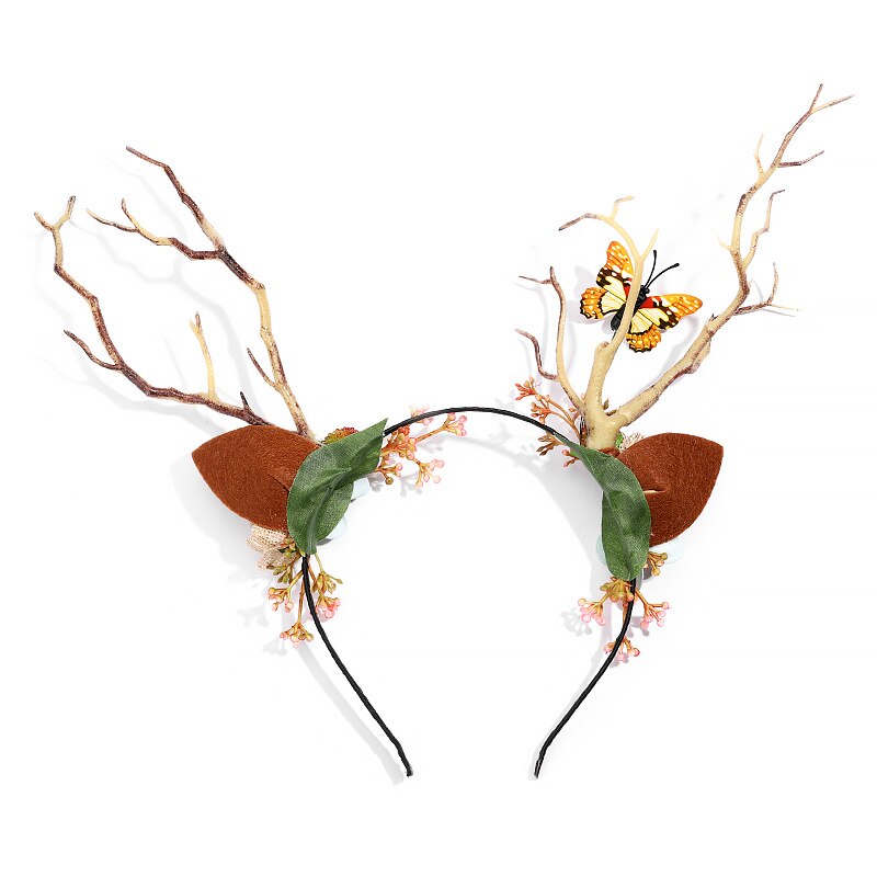 Bandeau branche de noël girafe, épingle à cheveux Halloween, Style Mori, bois, accessoires pour cheveux, serre-tête oreilles de chat