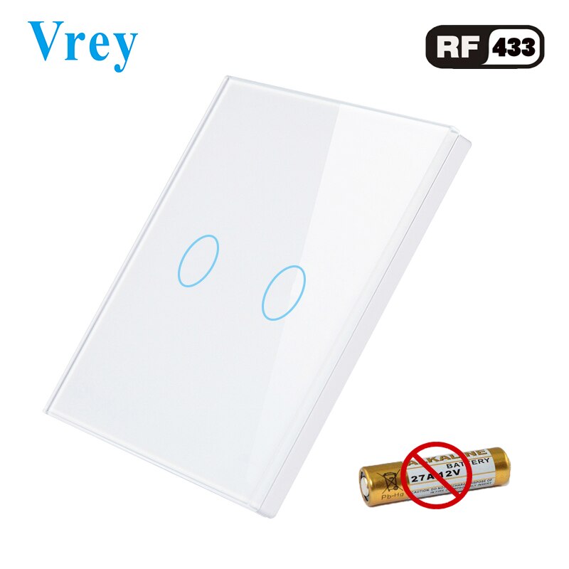 Single FireWire WIFI Smart Touch Switch Wireless Remote Light touch Wall Switch Crystal Glass Panel Works With Alexa Google Home: VR-S-02 W