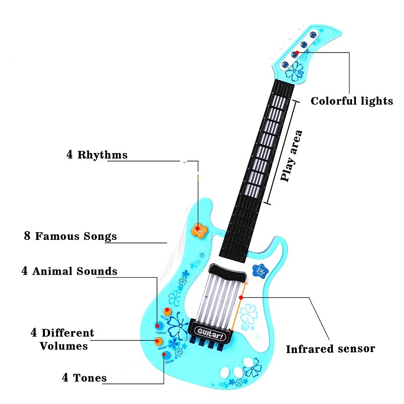 Kids Gitaar Speelgoed Voor Blauwe Gitaar Muziekinstrumenten Partij Gunst Voor Kinderen Perfect Voor Onderwijs, Entertainment, par