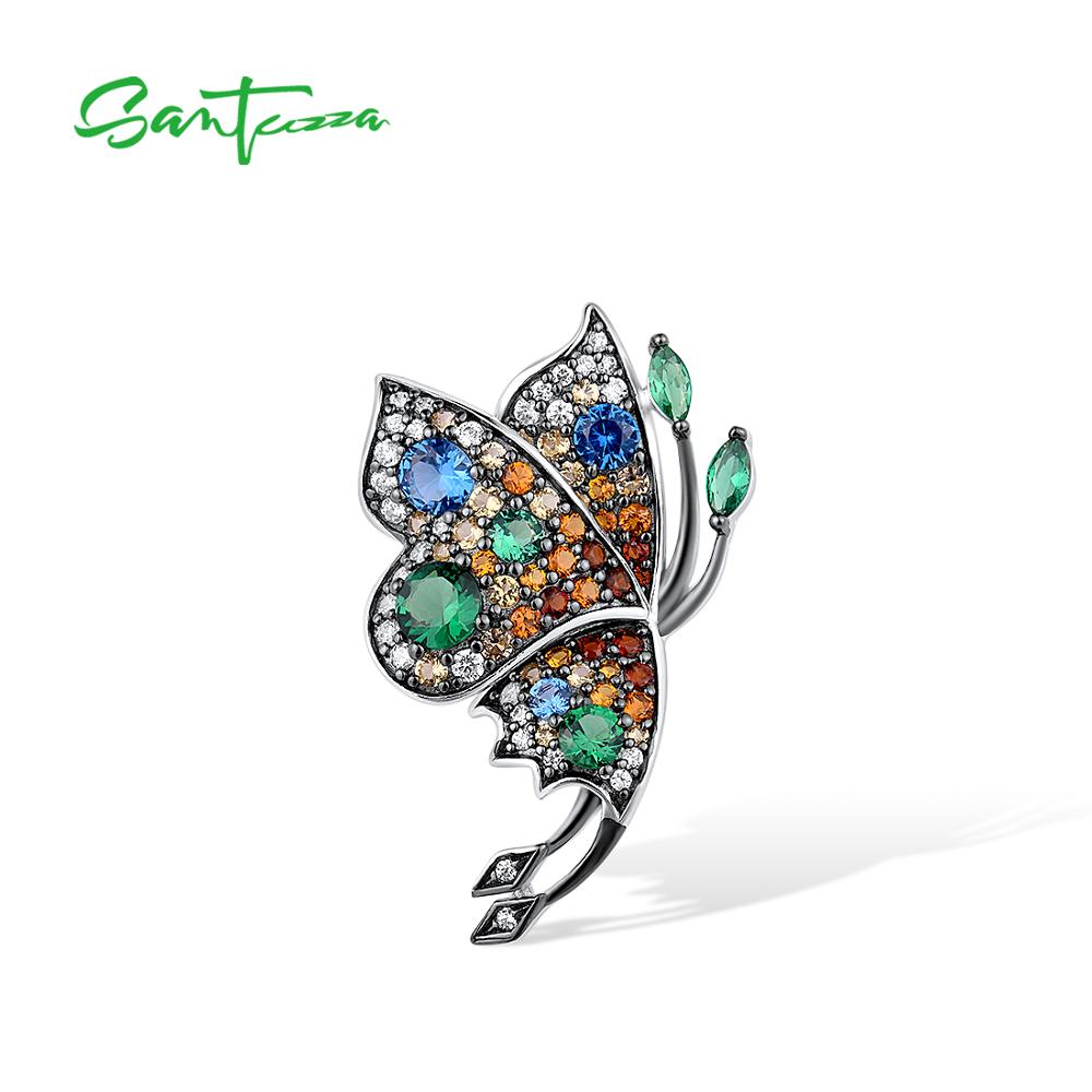 SANTUZZA – pendentif en argent Sterling 925 pour femme, bijou fin, délicat, papillon, pierres colorées scintillantes, tendance