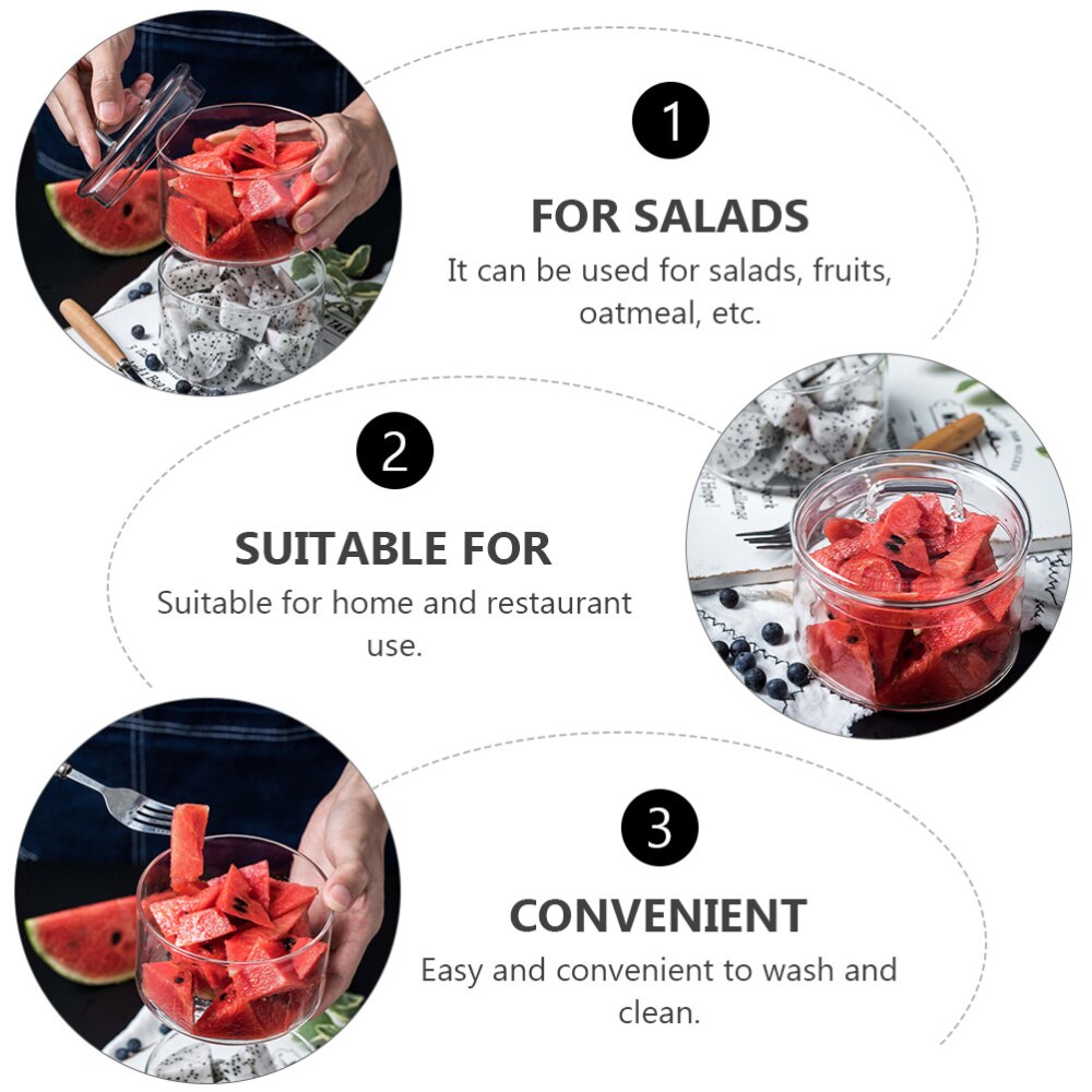 1 Set of Transparent Fruit Bowl Glass Salad Serving Bowl Transparent Bowl