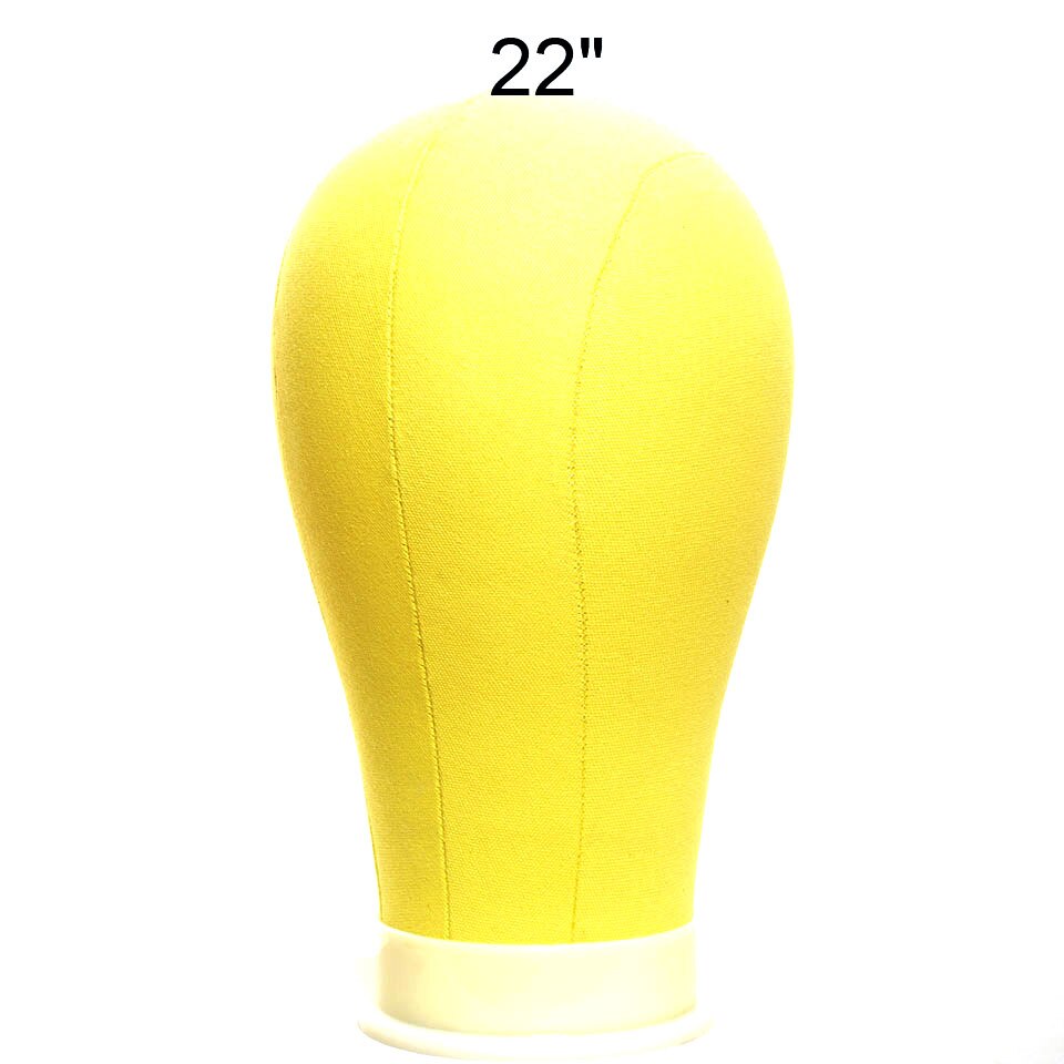 Yellow Block Canvas Manikin Head Wigs Mannequin Head Displaying Making Styling Model Manikin Head For Making Sew in wigs: Yellow 22 inch