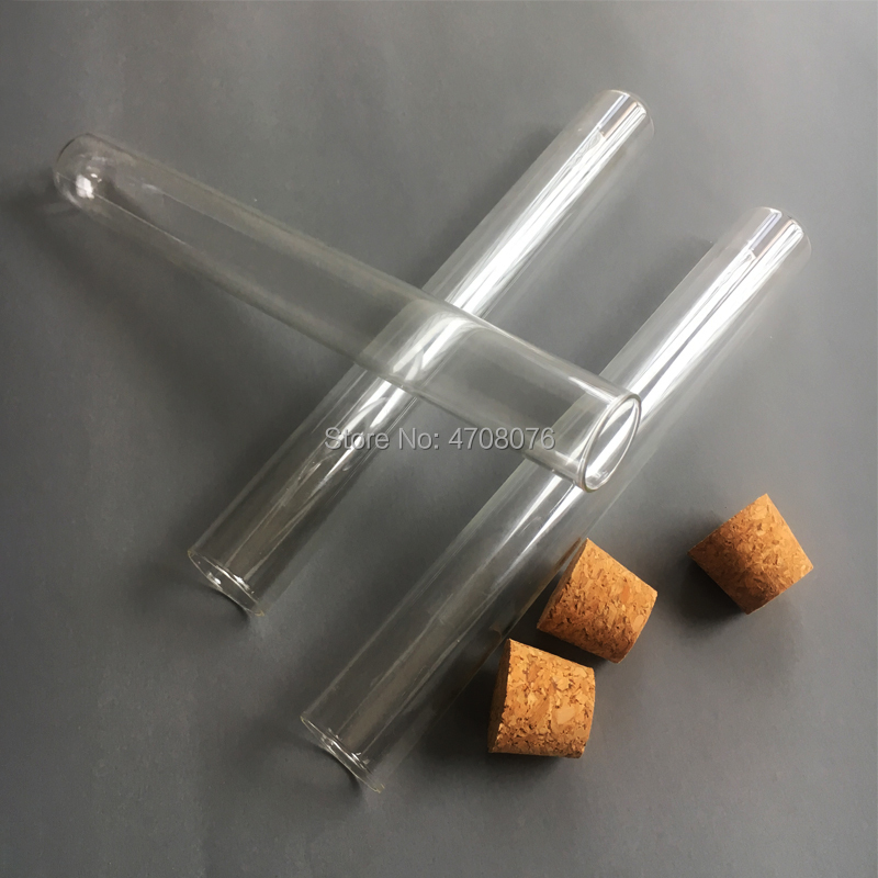 25*200mm 20pcs/lot Pyrex test tube with cork Borosilicate transparent lab test tube round bottom plain end blowing glass