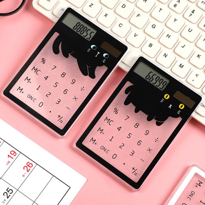 Transparent cute cartoon 8-digit calculator Solar energy mini Portable calculator School Supplies kawaii