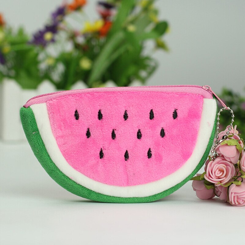 1Pcs Pink Watermelon Plush Stationery Coin Purse Bag