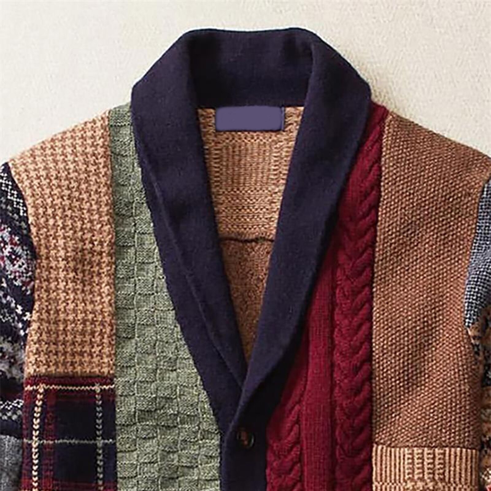 Pull à capuche en tricot Style ethnique pour homme, Vintage, Cardigan, veste, Patchwork, vêtement d&#39;extérieur, automne