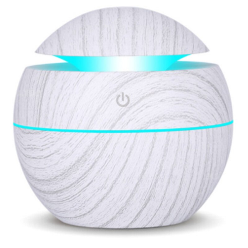 130Ml Mini Electric Air Humidifier Usb Charge Aroma Diffuser Ultrasonic White Wood Grain With 7 Color Led Light For Home