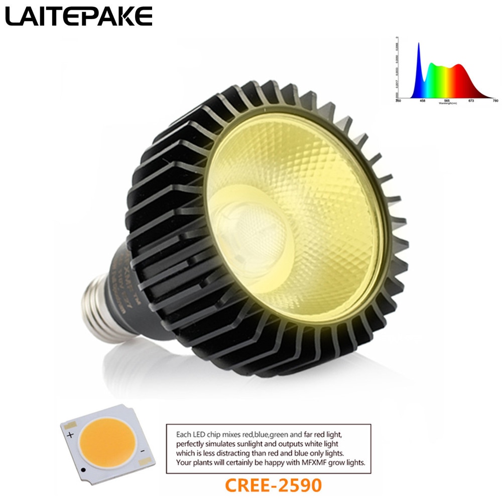 Lámpara led COB E27 de espectro completo, 3500K, 85-265V, 1500LM, para cultivo de vegetales en planta de interior