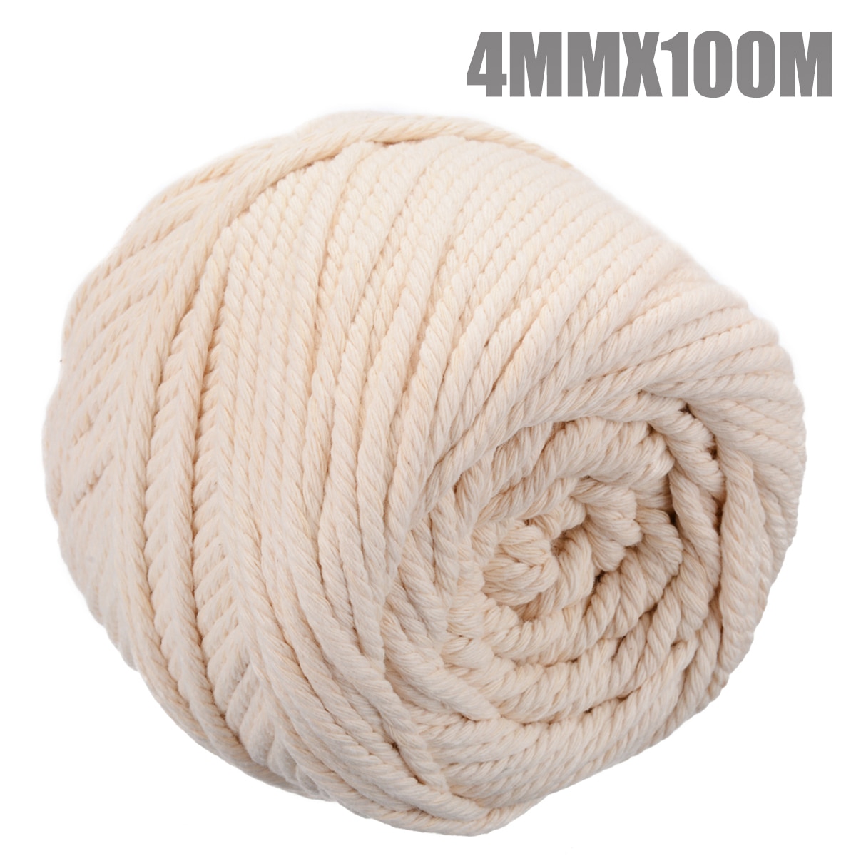 3Mm 4Mm 5Mm 6Mm Macrame Touw Twisted String Katoenen Koord Voor Handgemaakte Natuurlijke Beige Touw Diy thuis Bruiloft Accessoires 100M