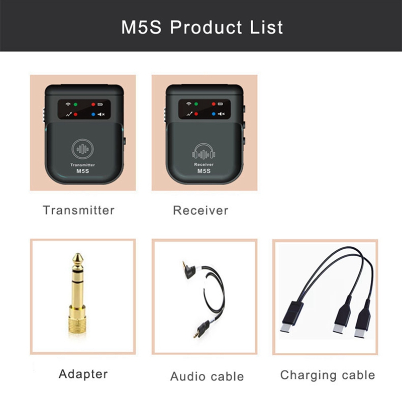 3CGRO-M5S Kabelloses in-Ohr-Monitorsystem, 2,4 G kabelloses IEM-System, Bühnenmonitor für Studio, Bandprobe, Live-Leistung