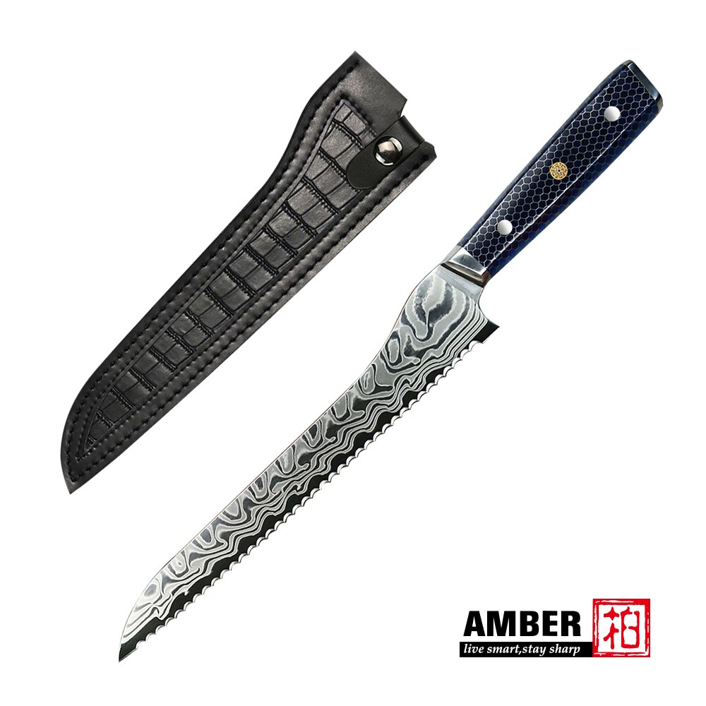 AMBER AUS10V Core Croco Pattern Knife With 2 Tones Blue Honey Comb Resin Chef Cleaver Kiritsuke Nakiri Santoku Ultral Sharp Cook