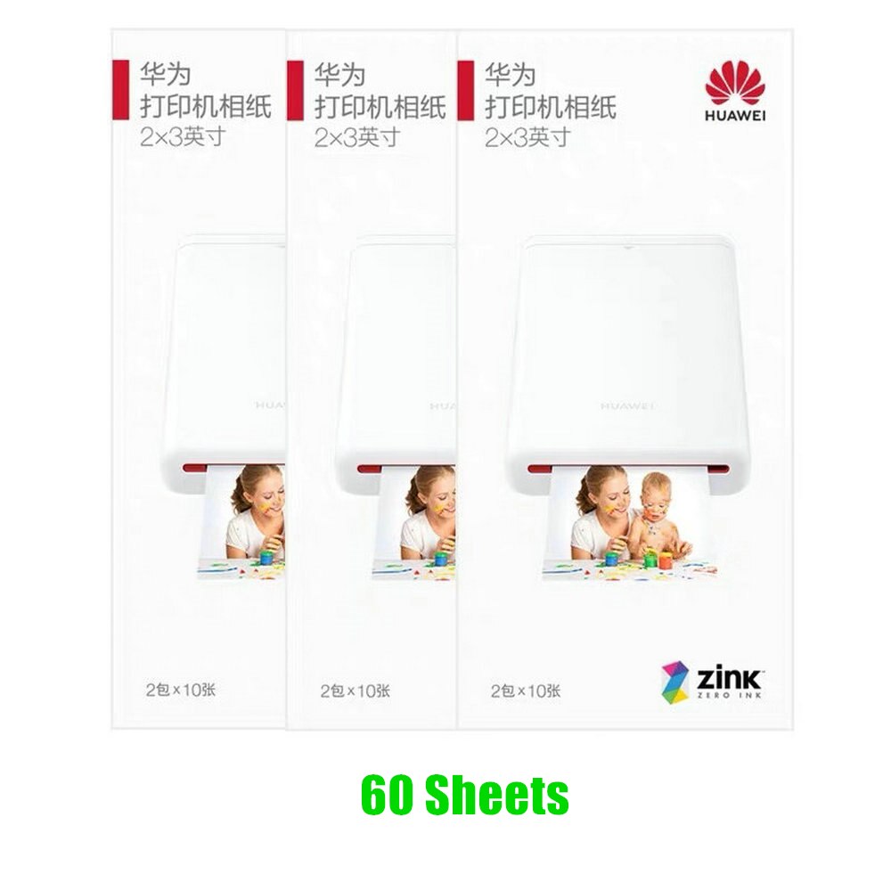 200 Sheets HUAWEI Photo Paper Zink 2*3 inch With Anti-counterfeiting For HUAWEI Mini Portable Pocket Photo AR Printer CV80: 60 Sheets