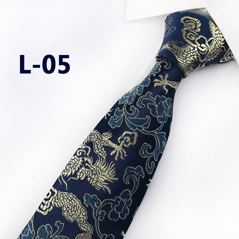 Classic Silk Mens Ties China Mascot Neckties 8cm Chinese Dragon Ties for Men Formal Business Wedding Party Gravata: L-05