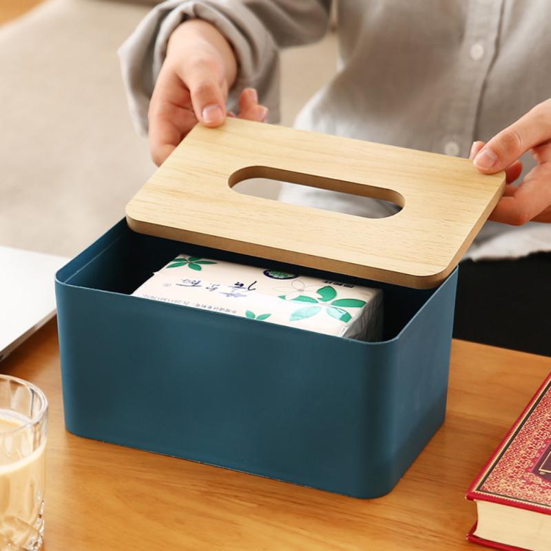 Nodic Tissue Box Wooden Cover Napkin Case Simple Toilet Paper Box Napkin Holder Tissues/Wipes Storage Boxes Paper Dispenser
