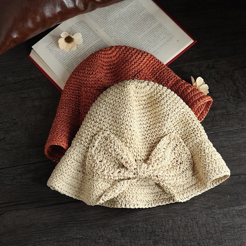 Sombrero de Sol de rafia 100% tejido a mano, sombreros de verano flexibles de ala ancha para mujer, sombrero de copa de paja Panamá para playa, sombrero de sombra para mujer