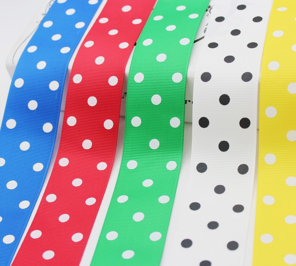 1.5 inch 38mm 4cm stippen grosgrain lint milieuvriendelijk polyester stof bedrukt met witte stippen voor hoofdband lint strik accessoire