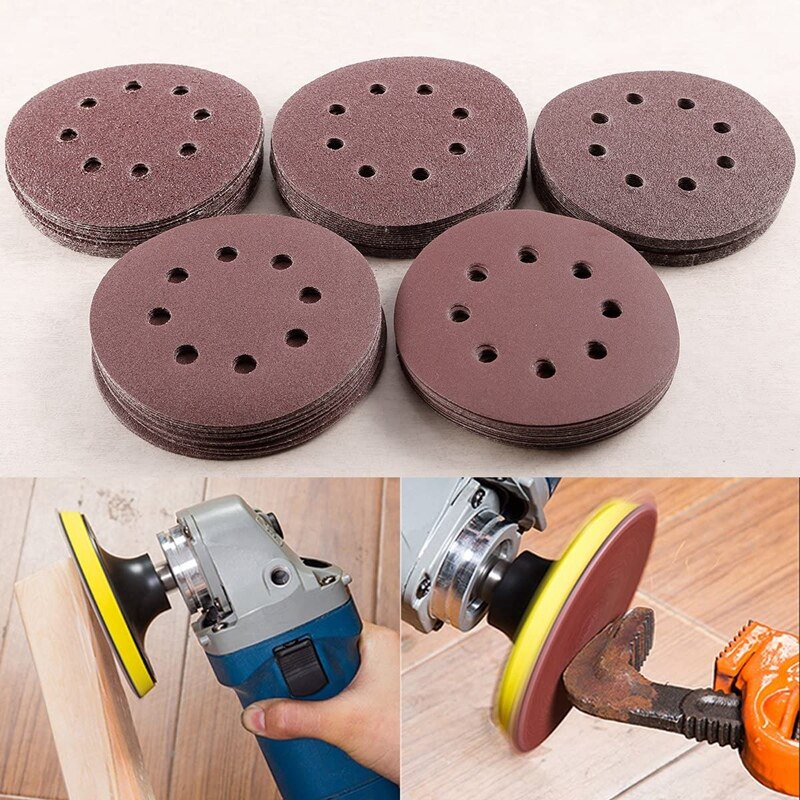 100 Pcs Sanding Discs Sandpaper Sanding Sheets 40 60 80 120 240 Grits Round Self-Adhesive Polishing Disc Sanding Disc