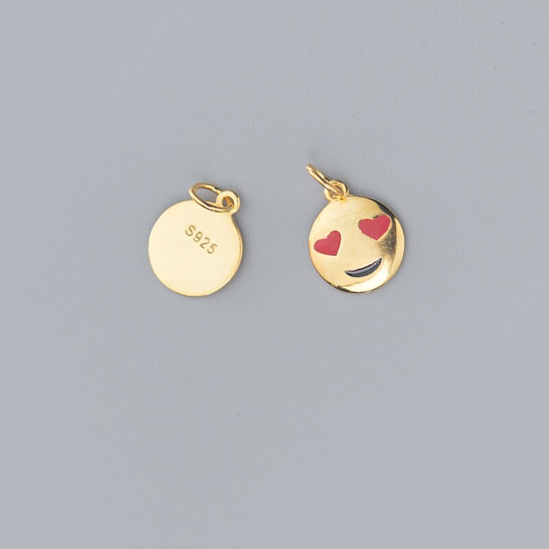 MEETSOFT Cute 925 Sterling Silver Round Face Silme Charms of DIY Handmade Jewelry Necklace Deocration Bracelet Accessory