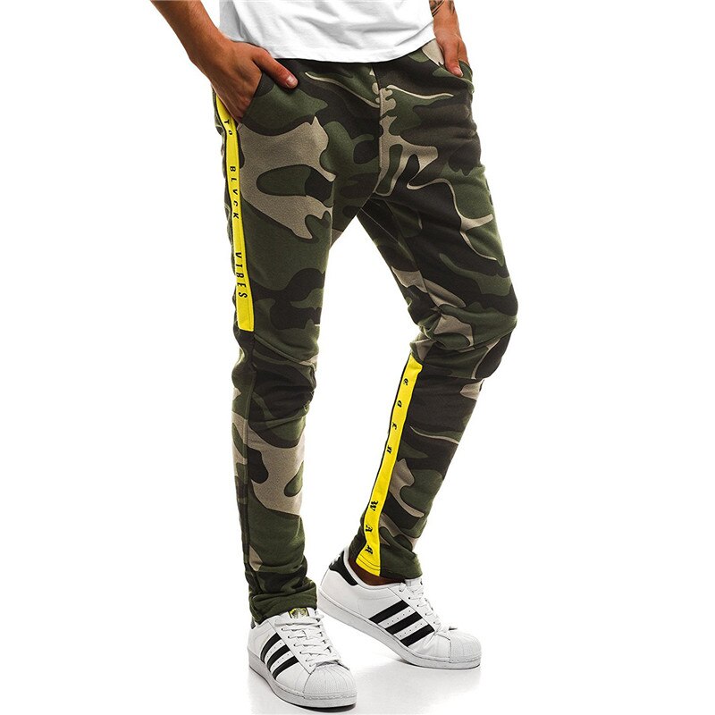 SWAGWHAT lässig schlank Hose Mens Jogger Sweatpants Fitness trainieren Marke Spur Hose Tarnung gedruckt männlich Hose: M / Armee