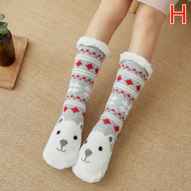 Newly Women Extra-warm Fleece Indoor Socks Warm Feet Stretchy for Winter Home Christmas FIF66