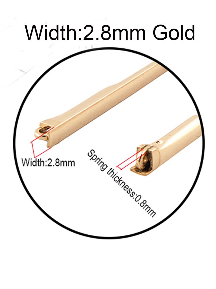 1 par fjeder metal brillestang med spids flex metal briller brillestang med spids: 2.8mm guld