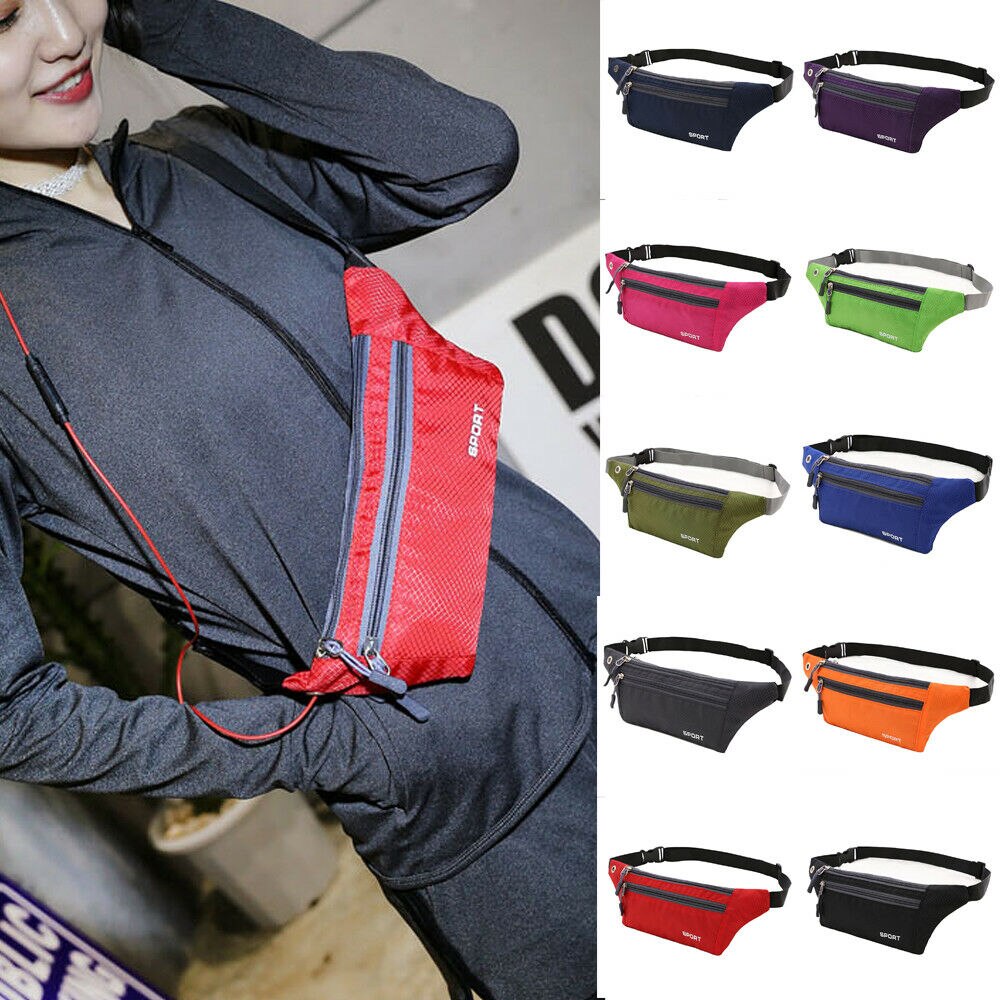 Unisex Letter Printed Casual Waist Bag Portable Outdoor Sports Pockets Mobile Phone Running Belt Waterproof Waist Bag