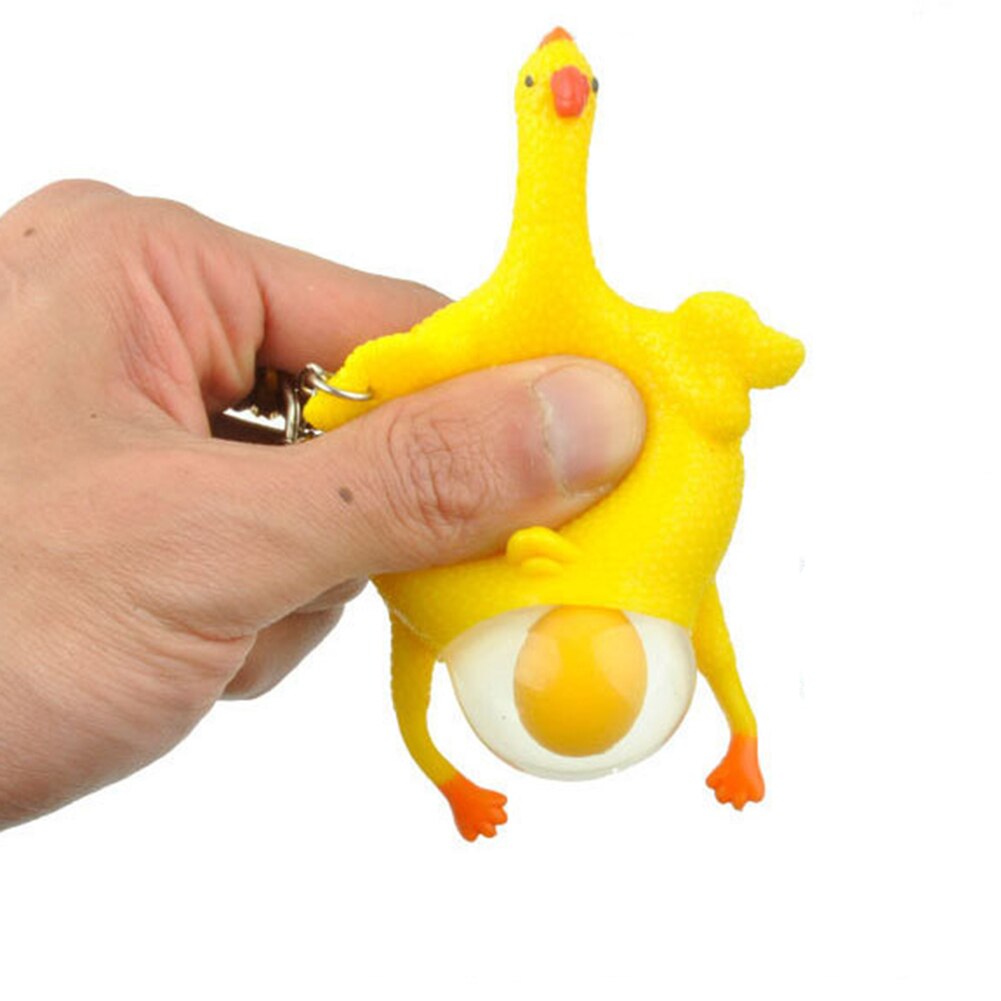 antistress Funny Tricky Chicken Toy Ventilation Hen Egg Keychain Stress Relieving