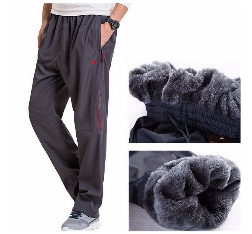 Sportkläder utomhus mäns vinter fritidsbyxor män fritids träningsbyxor byxor baggy fleece supervarma byxor plus size 4xl 5xl 6xl: 5xl / Grå -k34