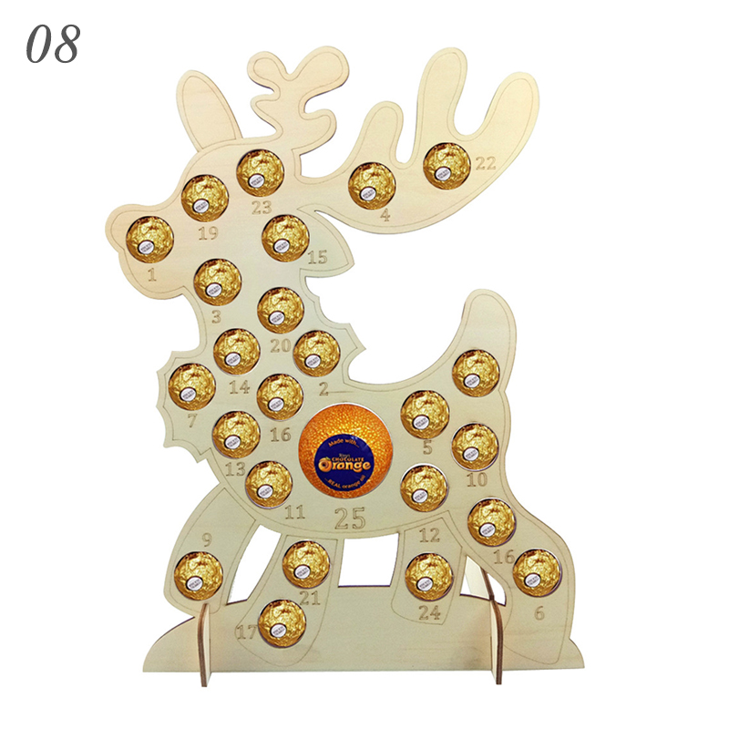 Decorazioni natalizie decorazioni artigianato in legno festa di natale portapacchi per cioccolato conto alla rovescia calendario pendolo: 8