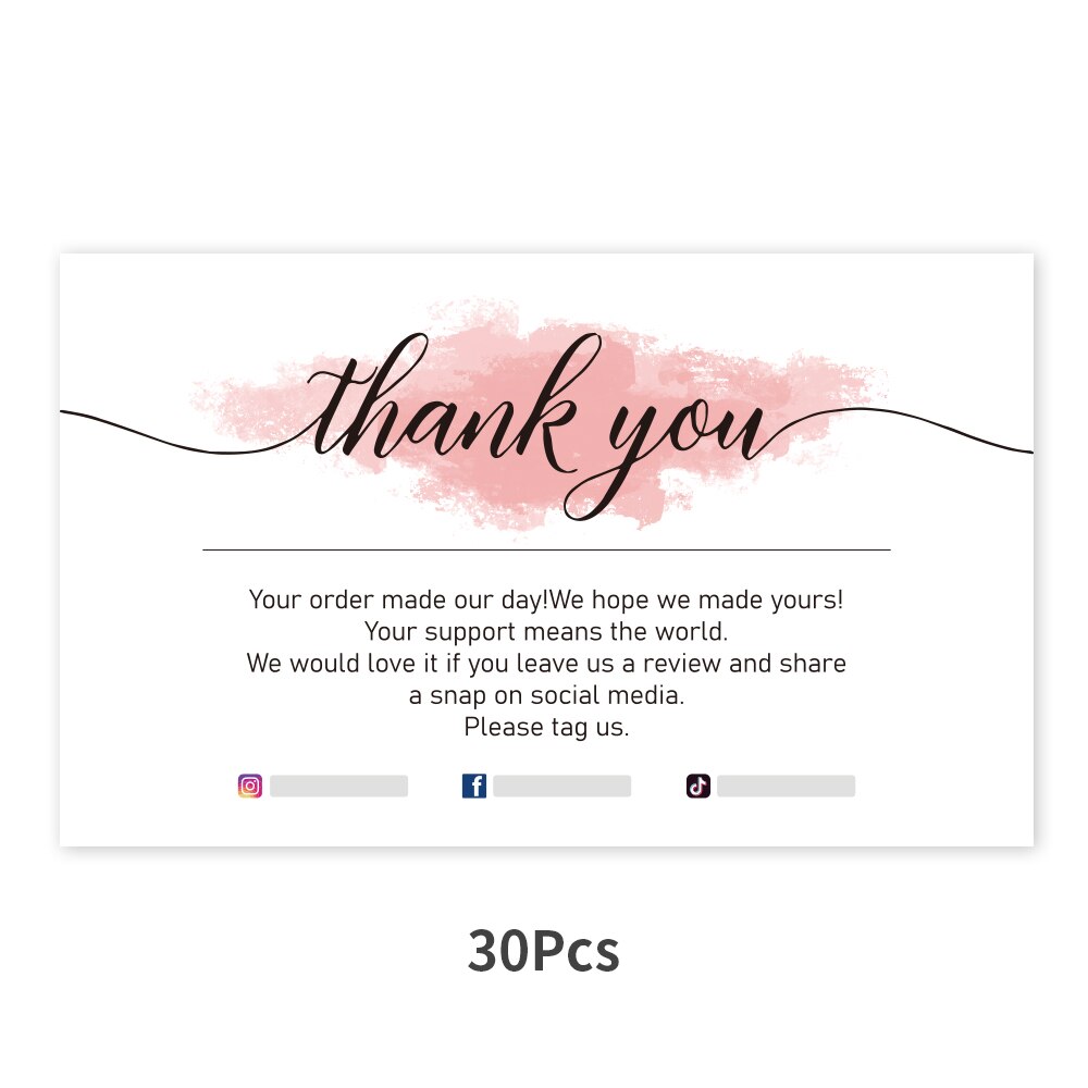 Carte de remerciement pour votre commande, 30 pièces, écriture personnalisée de votre carte de visite, fournitures pour petites entreprises, , étiquette décorative, produits, carte de suivi: A1-30pcs
