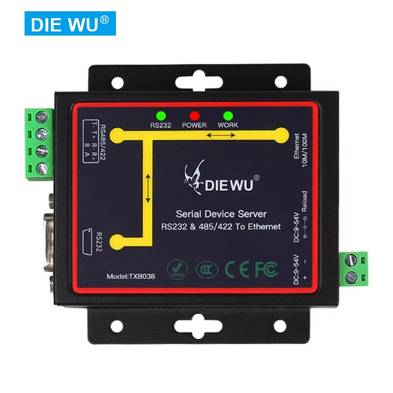 TXI038 Seriële Naar Ethernet Converter Adapter RS232 RS485 Naar Tcp/Ip Serial Device Server Modbus Ondersteuning Tcp/Rtu/Udp modus