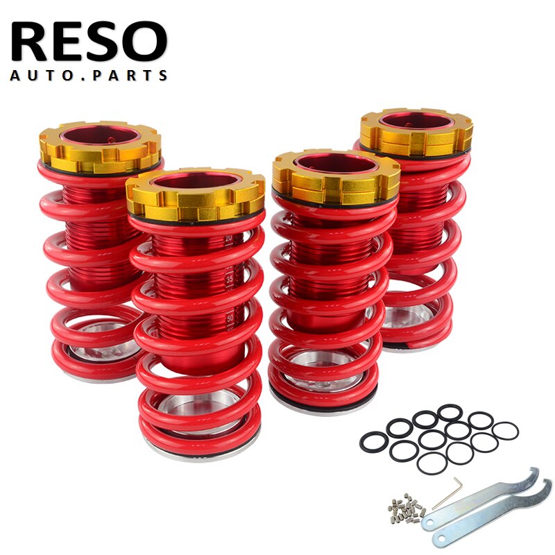 RESO- Lowering Scaled Adjustable Suspension Coilover Red Springs For 88-00 Honda Civic EG EJ EK