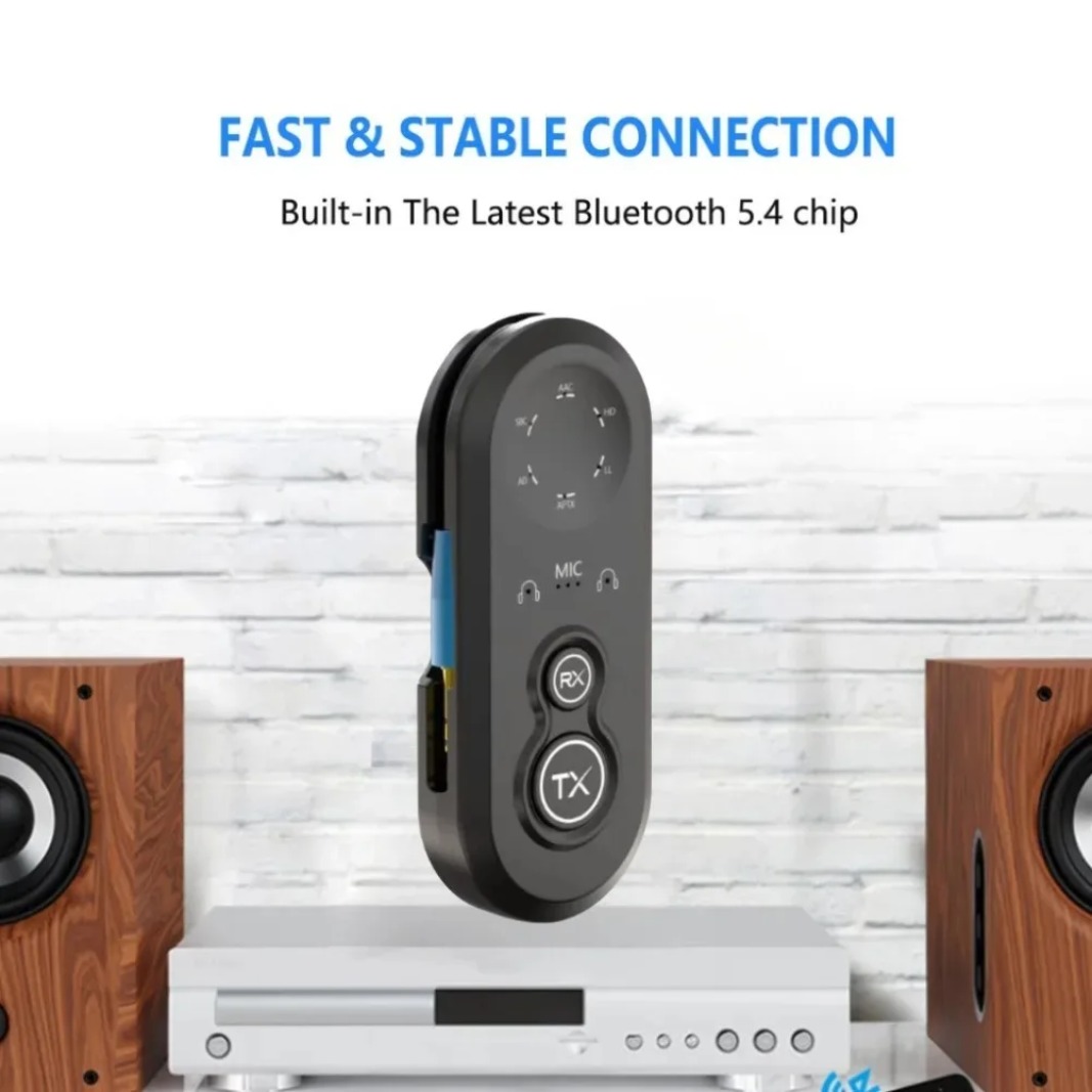 Bluetooth 5.4 Transmitter Receiver Adapter 3.5mm AUX RCA Jack for Car Speakers Audio Music Receiver Support Aptx AAC SBC HD LL