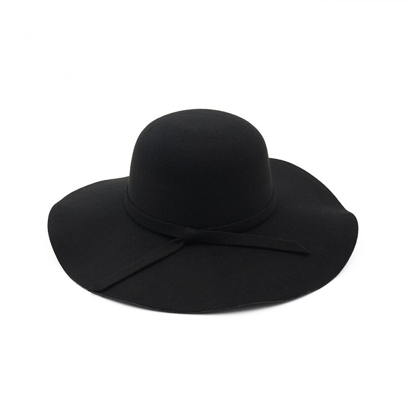Talvihatut naisille ämpäri korkki pehmeä vintage leveä lieri villahuopa keilaaja fedora hattu floppy cloche naisten iso hattu kirkon lippis: 1