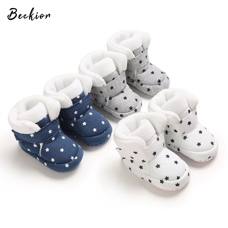 Beckior Baby Winter Leuke Schoenen Meisjes Lopen Laarzen Jongens Ster Enkel Schoenen Peuters Comfort Soft Pasgeborenen Warme Gebreide Booties