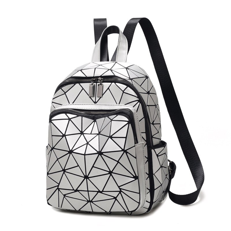 le dernier diamant treillis femmes sac à dos sac à main Kawaii gris lumineux voyage sac à dos filles garçons sacs d'école JC10171: Argent