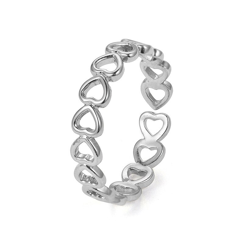 LATS Gold Silver Color Hollowed-out Heart Shape Open Ring Cute Love Jewelry for Women Girl Child Adjustable: 99038
