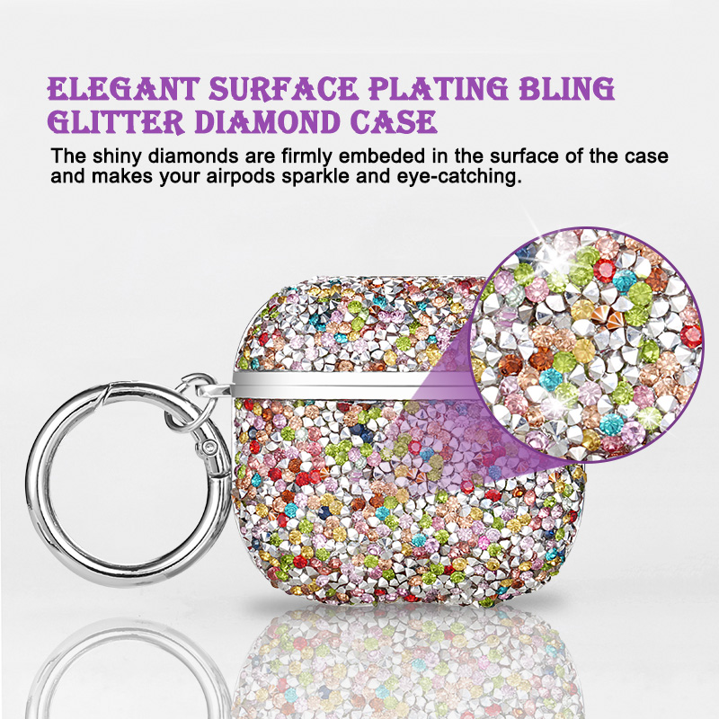 Funda para auriculares con purpurina de diamante de Color para Apple Airpods Pro 4 3 2 1 Bling Sparke funda para auriculares con llavero