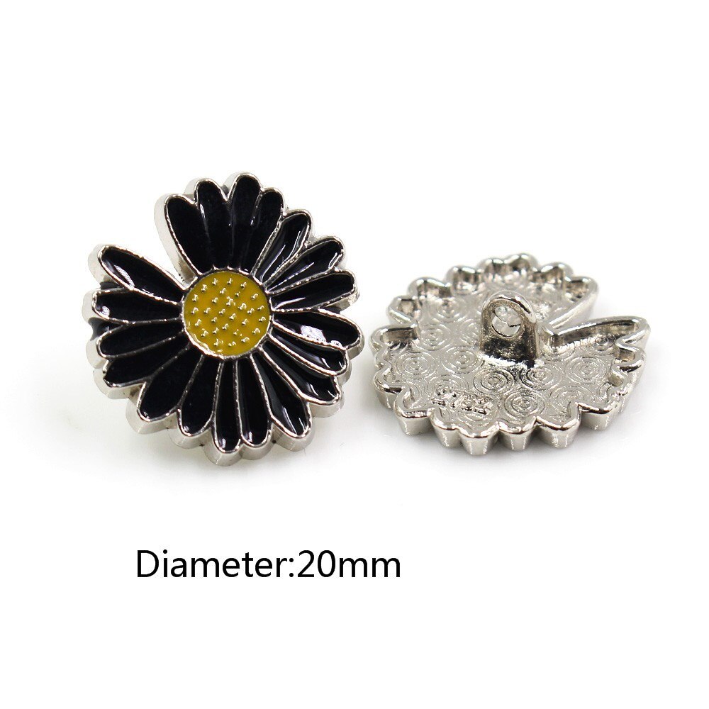 10 Stks/partij Zonnebloem Kleine Daisy-Vormige Knoppen Goud Voor Kleding Trui Jas Decoratie Shirt Knoppen Accessoires Diy Js-0270: black / 20mm