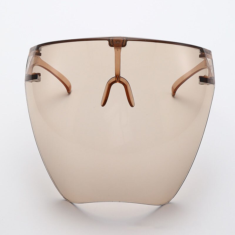 Unisex Colorful Eye Shield Visor Wrap Shield Large Mirror Sun Glasses Half Face Shield Guard Protector Face Mask Anti-spray Mask: Light brown