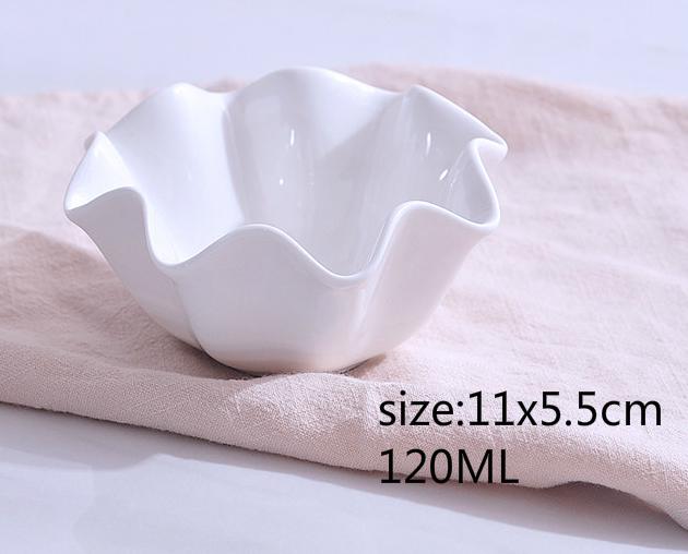 Pure White Ceramic Salad Bowl Dessert Bowl Fruit Bowl: S