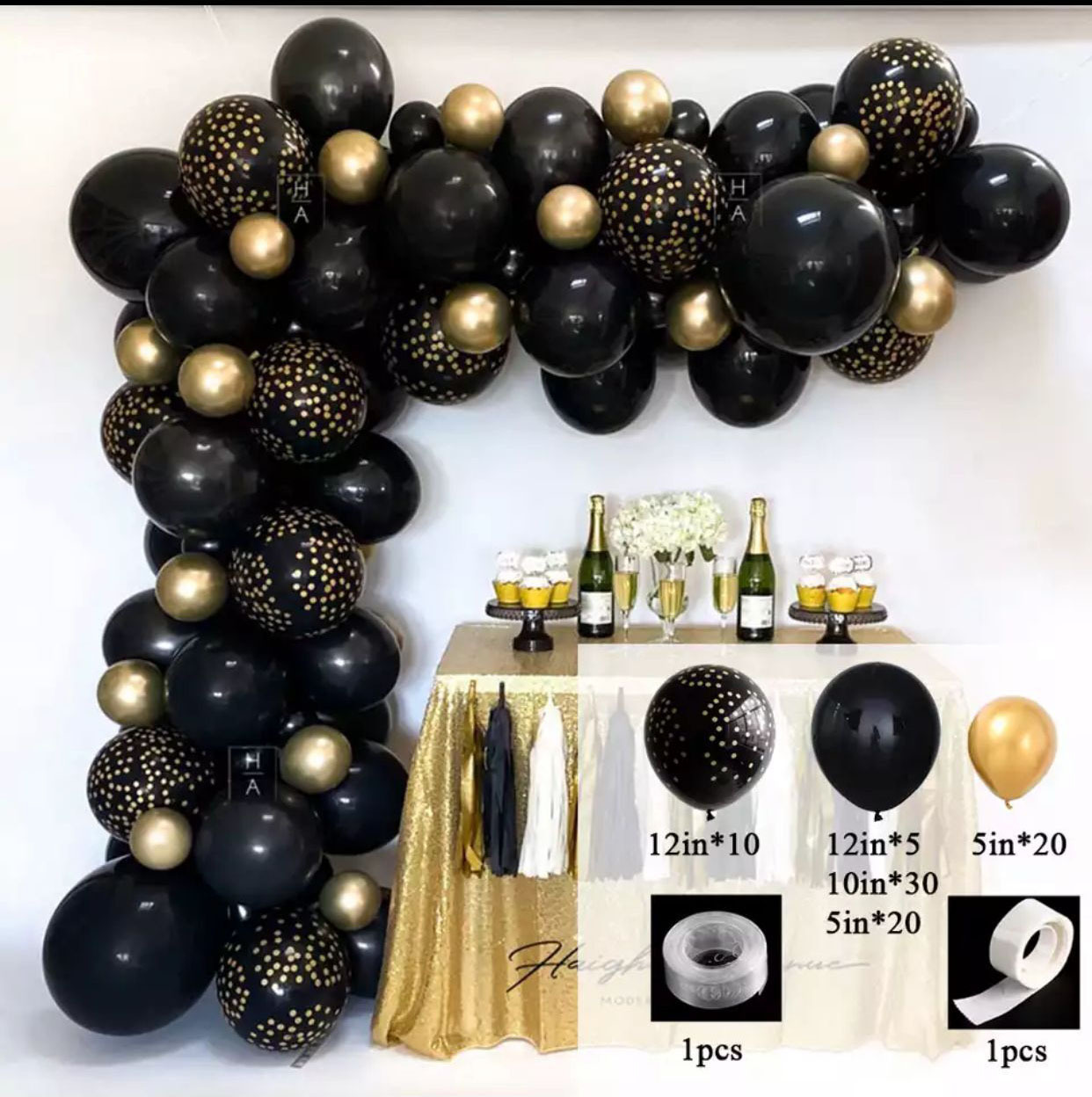 Balloon Arch Metal Black Gold Balloon Garland Confetti Balloon Wedding Wedding Decoration Stand Birthday Party Decor: set 1