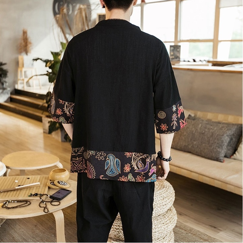 Cárdigan Kimono Haori para hombre, traje de Karate Samurai, ropa tradicional japonesa, Yukata FF2138