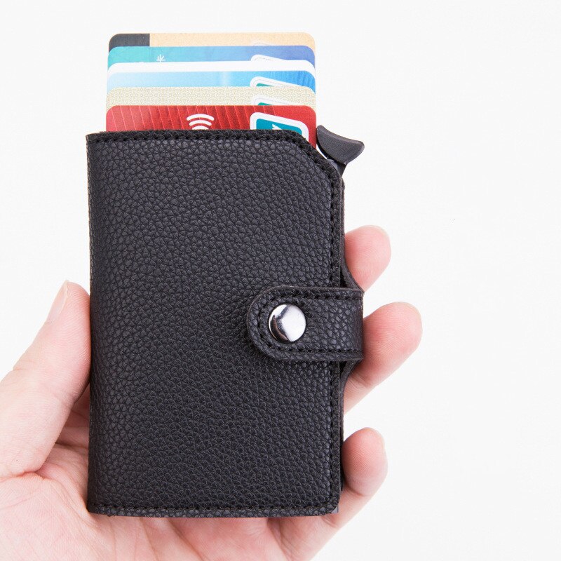 Zovyvol Rfid Blocking Card Portemonnee Mode Credit Card Houder Carbon Fiber Kaarthouder Aluminium Slanke Korte Kaarthouder