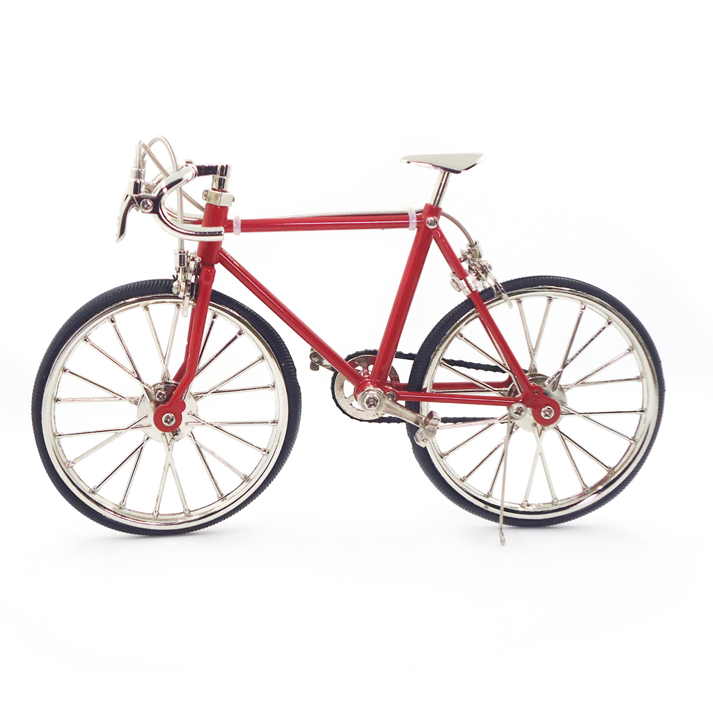 Miniaturer samlet alu cykel cykel til 1:10 skala dukkehus udendørs tilbehør sort