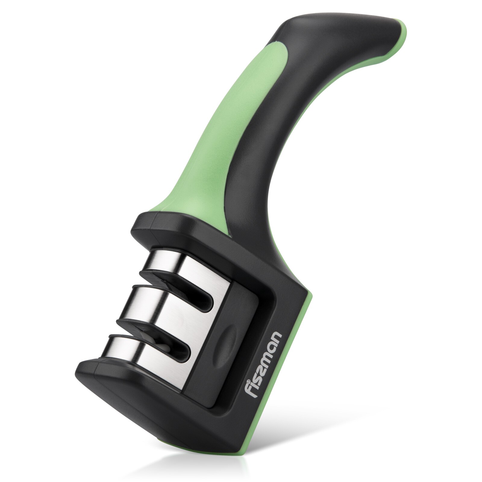 Two-step sharpener with tungsten carbide and ceramic: green